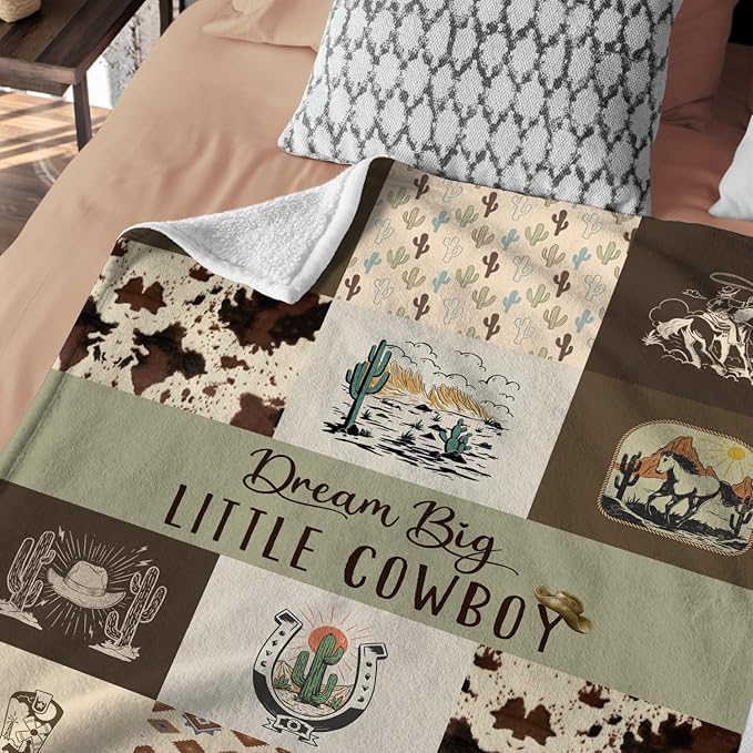 Western Blanket, Western Decor for Nursery Room, Baby Blankets for Boys Girls, Cowboy Baby Blankets, Western Baby Stuff, Soft Warm Lightweight Nursery Bed Blanket for Newborn Toddlers (03, 30x40 in)
