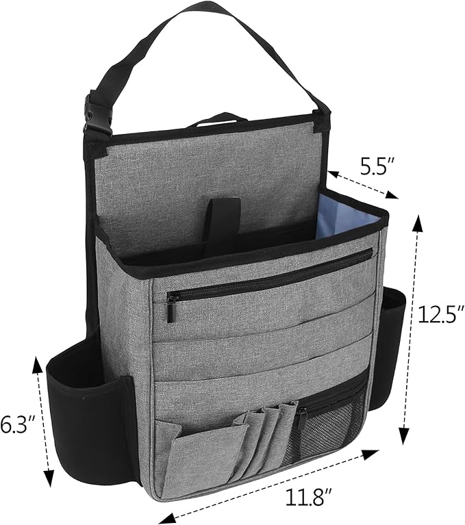 LUXJA Car Front Seat Organizer with Laptop and Tablet Storage Pockets, Car Seat Organizer with Back Adjustable Straps, Gray