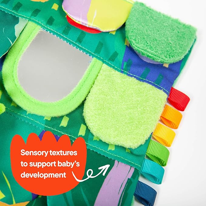 Follies The Sensory Garden Baby Stroller and Tummy Time Toy - Portable Baby Toy - Crinkles, Mirror & Textures, Montessori-Inspired Infant Toy, Washable & Non-Toxic