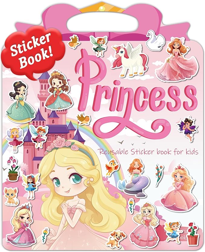 Benresive Reusable Sticker Books for Toddlers, Fun Travel Stickers for Kids, Toddler Sticker Book, Crafts Activities for Toddlers, 3 and Up Birthady Gifts - Princess
