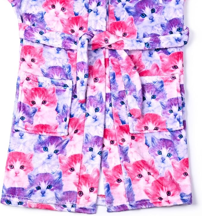 CHILDRENSTAR Girls Robe Kids Cat Bathrobes Plush Soft Fleece Pajamas Sleepwear