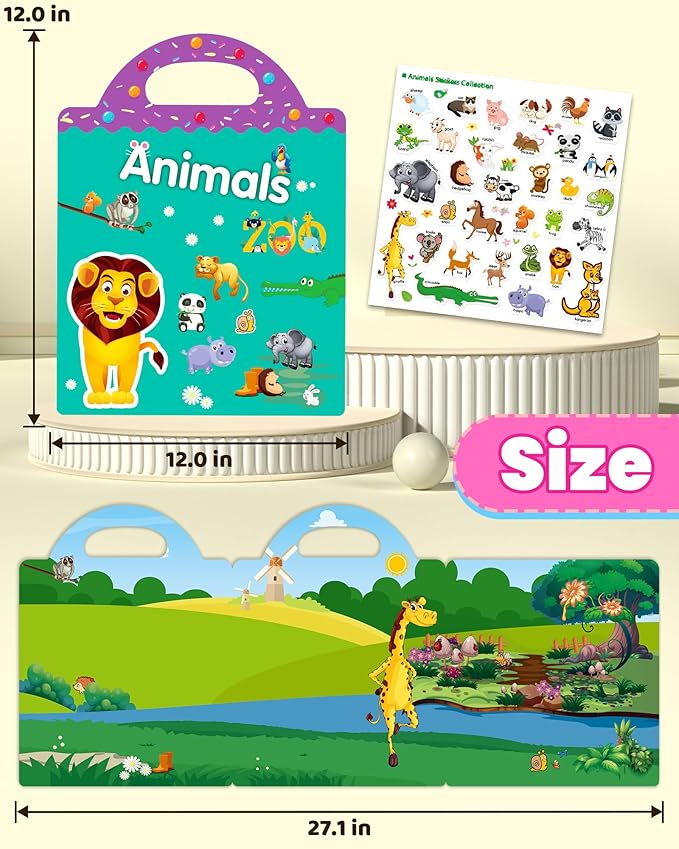 Walenced Reusable Sticker Book for Toddlers, Stickers for Kids, Toddler Craft Activities, Toddler Travel Toys Ages 3 and Up Boy Girl Birthday Gifts