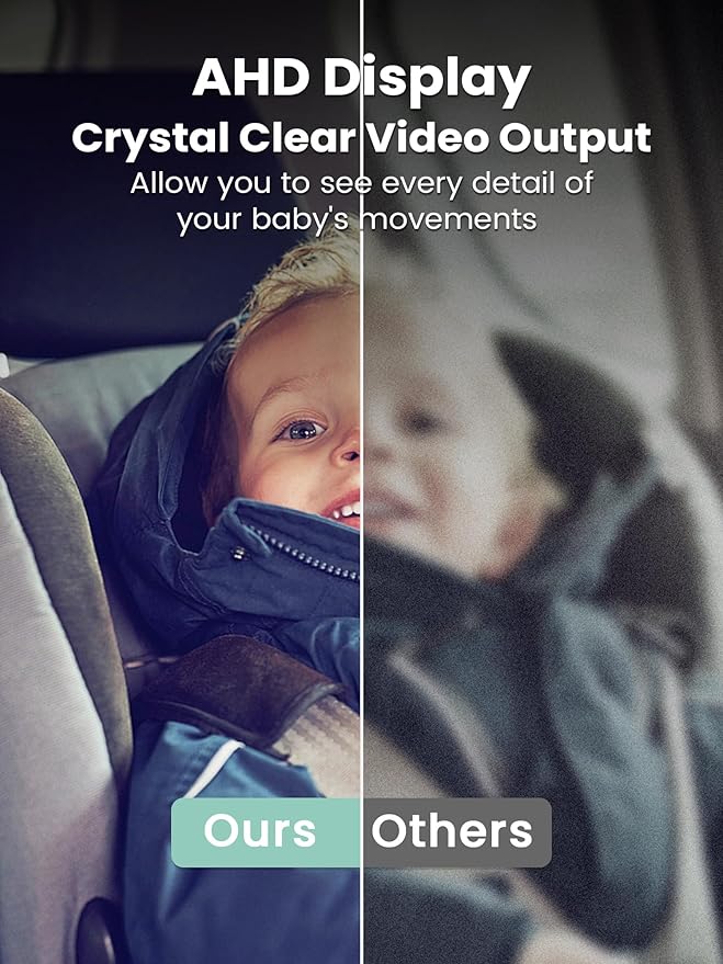 GROWNSY Dual Car Camera Baby Monitor, 7" 1080P AHD Car Camera for 2kids, Backseat Mirror for Baby Rear Facing with Infrared Night Vision, Easily Observe Baby's Every Move