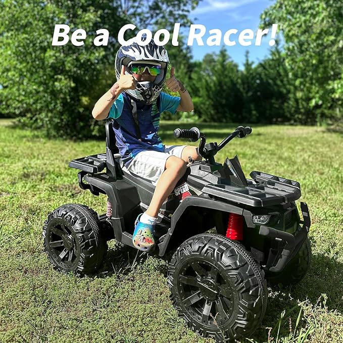 Kids ATV 4 Wheeler, 24V Ride On Toys Car for Big Kids with 400W Motor, 2 Seater - Black