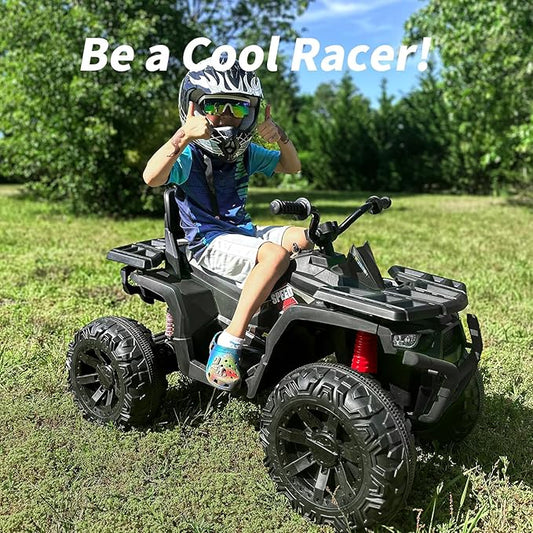 Kids ATV 4 Wheeler, 24V Ride On Toys Car for Big Kids with 400W Motor, 2 Seater - Black