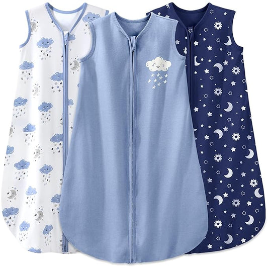 Yoofoss Baby Sleep Sack 18-24 Months Baby Wearable Blanket 100% Organic Cotton 2-Way Zipper TOG 0.5 Toddler Sleeping Sack 3 Pack, Soft Lightweight Sleep Sacks for Babies(X-Large)