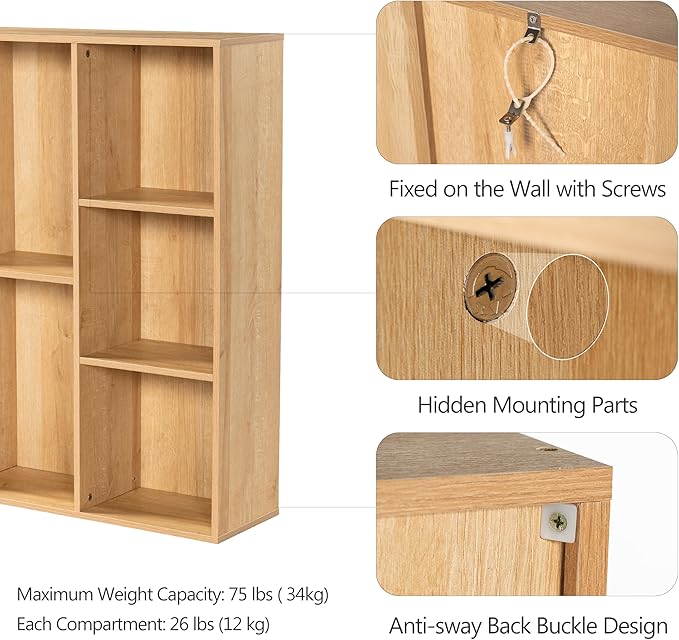 Jpiziso 8 Cube Storage Organizer, Wooden Cube Shelves with Closed Back Panel, Reversible Bookcase, Cubes Closet Organizer for Home, Living Room, Kids Room, Office, Bedroom, Study, Hallway