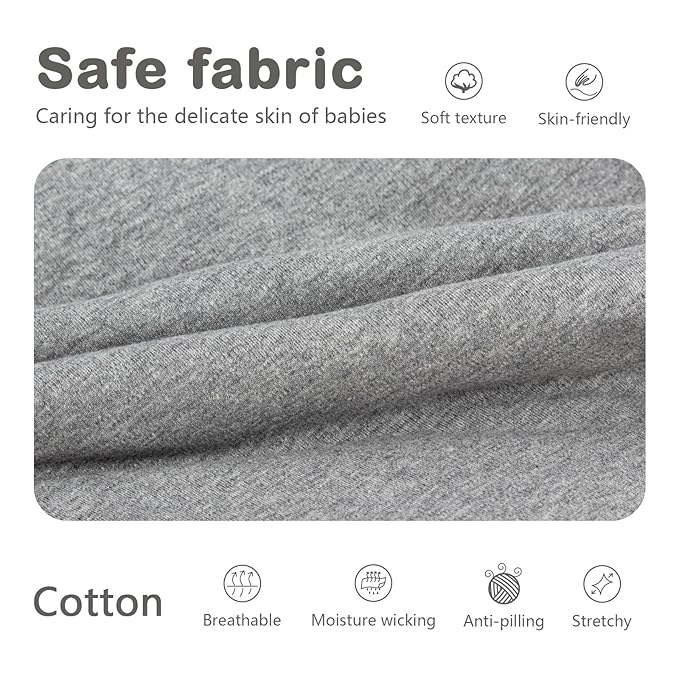 Mosebears Sleep Sack Baby Winter Wearable Blanket with 2-Way Zipper,2.5 TOG Cotton Sleep Sack Unisex (Grey, 6-12 Months)
