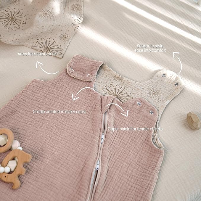 lulumoon Sleep Sack Muslin for Baby: Cotton Wearable Blanket for 3-9 Months - Soft Lightweight Ideal for Nursery Lounge Nighttime Naptime 3-6 Months