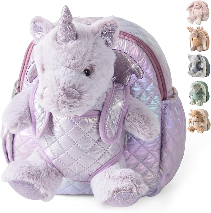 Moonkie Hug & Go Unicorn Toddler Backpack – Soft Plush Bag with Detachable Toy for Girls Aged 2–4 | Perfect for Daycare | Travel & Birthday Gifts for 3-Year-Old Kids