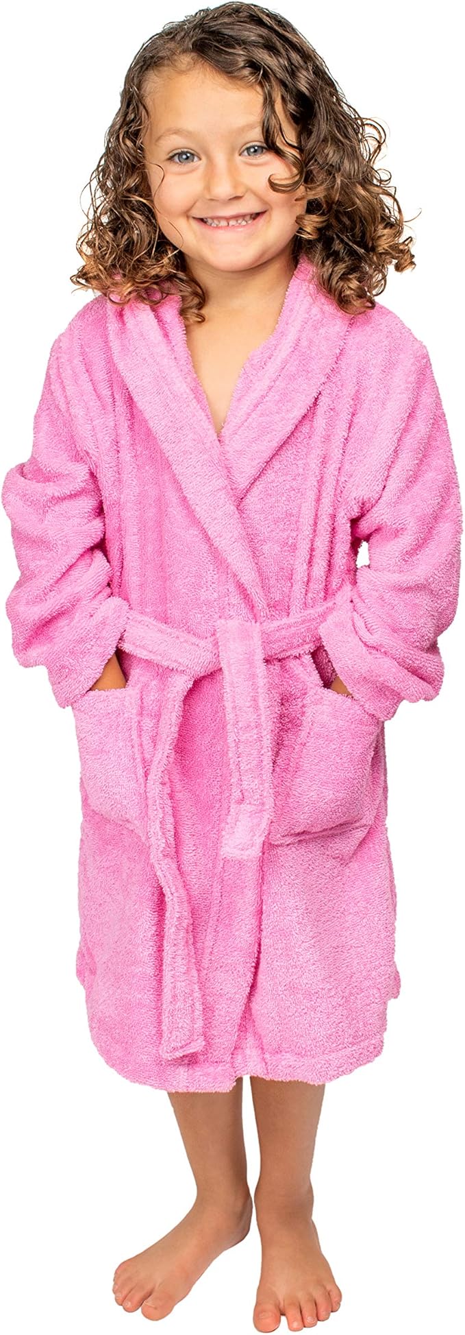 BAGNO MILANO Kids Organic Turkish Cotton Hooded Beach Cover-Up Towel, GOTS Certified, for Boys and Girls (Pink, 5-6 Years)