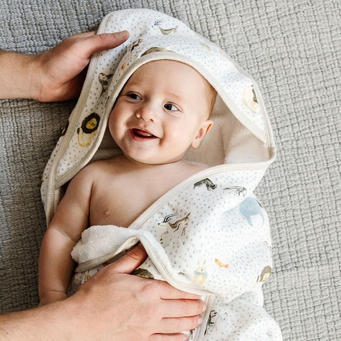 Little Unicorn® Infant Hooded Towel: Party Animals
