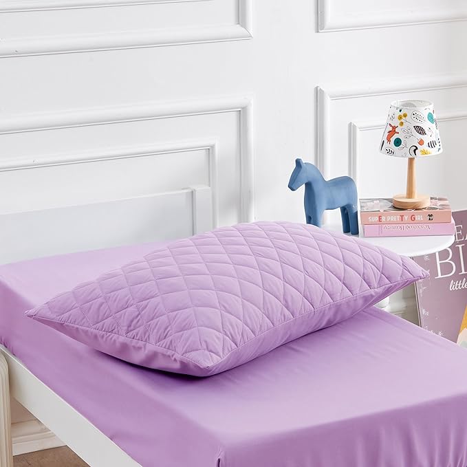 Wowelife Toddler Bedding Set, 4 Piece Toddler Bedding Soft and Breathable Crib Bedding Set, Includes Quilted Comforter, Flat Top Sheet, Fitted Sheet, Envelope Pillow Case for Boys and Girls, Purple