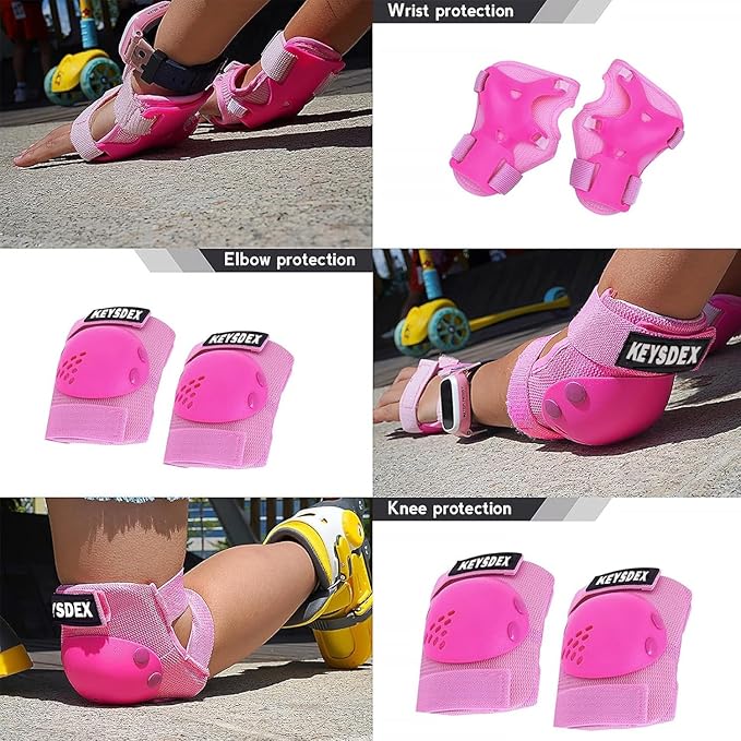 Kids/Youth Knee Pads Elbow Pads Wrist Guards Protective Gear Set for 3-15 Years, Child Roller Skates, Cycling, BMX Bike, Skateboard, Inline Skating, Scooter Riding and Outdoor Sports