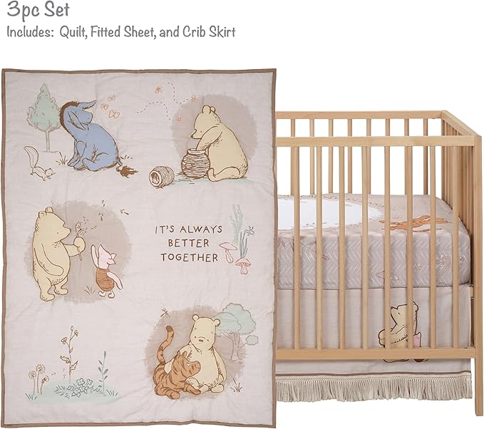 Lambs & Ivy Disney Baby Pooh Bear & Pals Cotton 3Piece Nursery Crib Bedding Set