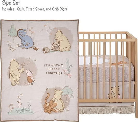 Lambs & Ivy Disney Baby Pooh Bear & Pals Cotton 3Piece Nursery Crib Bedding Set