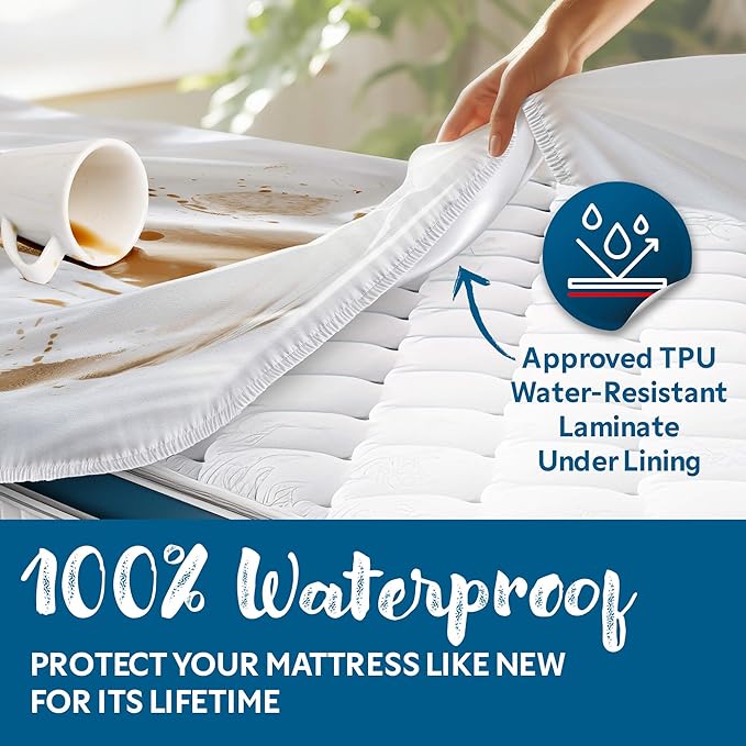 Guardmax Jersey Knitted Twin Size Mattress Protector - Waterproof & Dust Mite Proof Mattress Cover with Stretchable Pockets - Soft, Comfortable, & Noiseless Waterproof Fitted Sheet.(39 x 75 x 13)