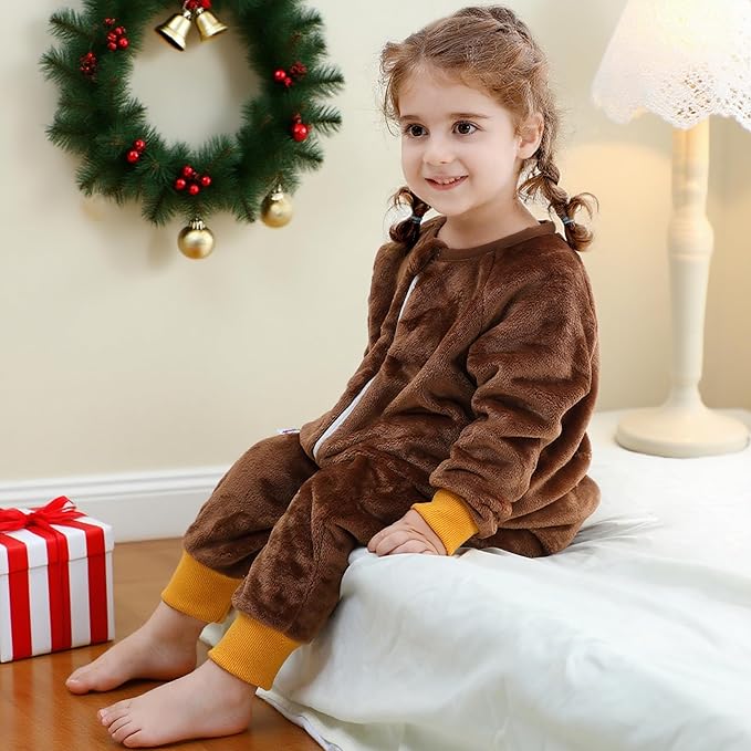MICHLEY Toddler Flannel Sleeping Sack with Feet,Long Sleeve Baby Sleeping Bag 3-Way Zipper Super Warm Wearable Blankets