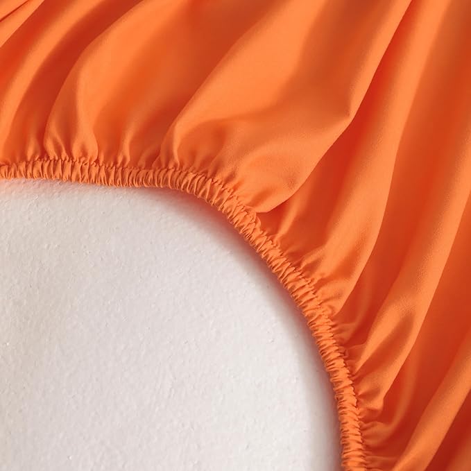 FLXXIE 2 Pack Microfiber Fitted Crib Sheets, Super Soft and Cozy Toddler Fitted Sheets for Standard Crib and Toddler Mattresses, 28x52, Orange