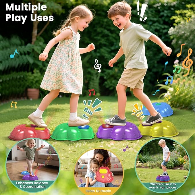 Palotix Light Up Stepping Stone for Kids: Sensory Motor Skill Toys for Active Toddler Obstacle Course Play - 5 Packs Durable Outdoor & Indoor Balance Toy - Great Gift for Boys Girls Ages 3 4 5 6 7