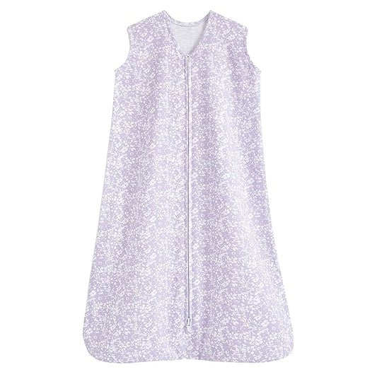 HALO SleepSack, 100% Cotton Wearable Blanket, Swaddle Transition Sleeping Bag, TOG 0.5, Aster Flowers-purple, Medium, 6-12 Months