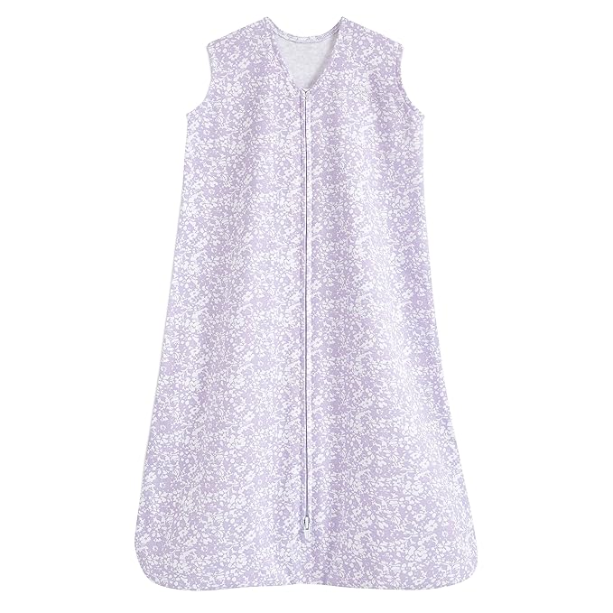 HALO SleepSack, 100% Cotton Wearable Blanket, Swaddle Transition Sleeping Bag, TOG 0.5, Aster Flowers-purple, Large, 12-18 Months