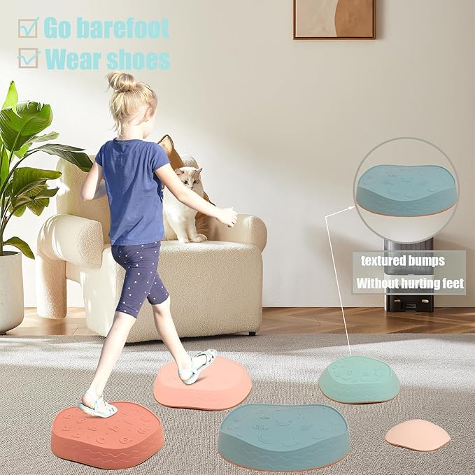 Fanboxk Stepping Stones for Kids,Non-Slip Toddler Sensory Stepping Stones for Promoting Toddler Balance Coordination Skills,Obstacle Courses Sensory Toys Outdoor or Indoor Play for Kids Age 3-8