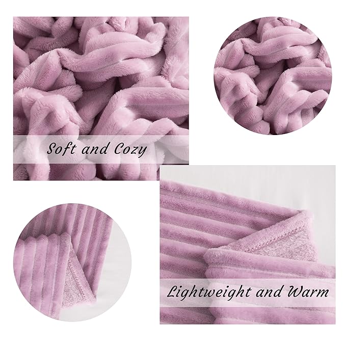 NTBAY Flannel Fuzzy Toddler Blanket, Fluffy Warm and Lightweight Reversible Stripes Design Baby Plush Blanket, 30x40 Inches, Light Purple
