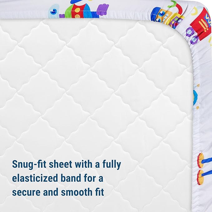Wildkin Kids 100% Microfiber Crib Sheet – Soft, Breathable Fitted Sheet - Robots