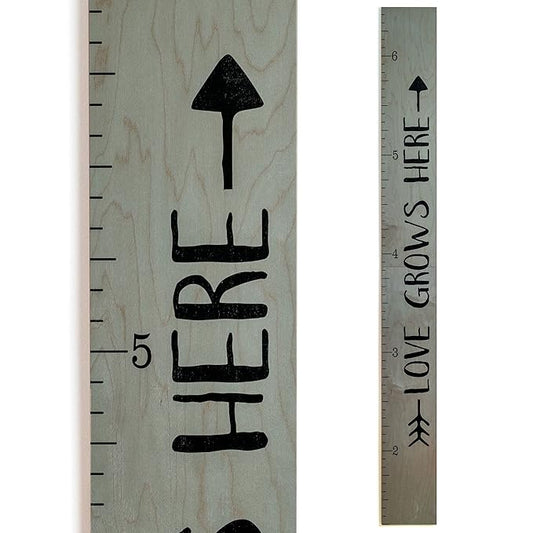 Headwaters Studio Wooden Growth Chart – Kids Height Chart, Wall Measurement for Kids, Height Chart for Wall, Growth Ruler for Children – Tribal Gray (63"x6.7")