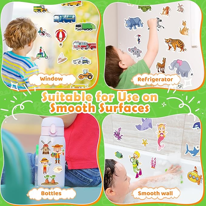 4 Sets Reusable Sticker Books for Toddler, Travel Toys for Toddlers 3-5, Arts Crafts Jelly Stickers, Activity Books for Kids, Holiday and Birthday Gifts Christmas Stocking Stuffers for Boys Girls