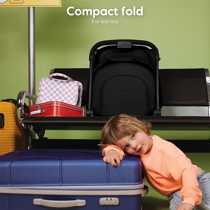 Joolz Dot Ultra Lightweight Travel Stroller for Toddler – Compact & Airplane Stroller (only 12.2lbs) -One-Handed Folding Design - UPF 50+ Canopy - Reclining Seat - (Space Black)