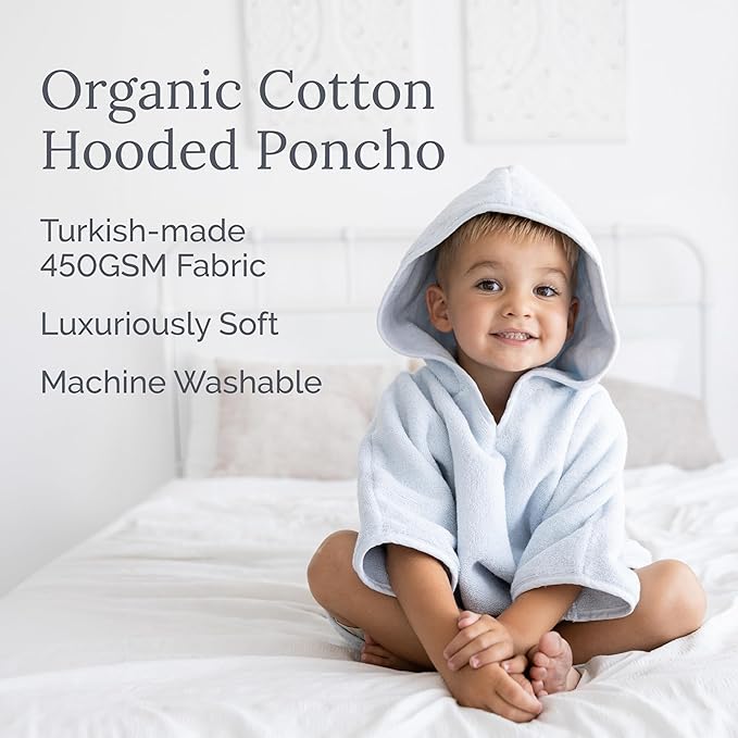 Natemia Hooded Towel Poncho – 100% Organic Cotton - Kids & Toddler Beach Towel with Hood - Oeko-Tex and GOTS Certified - Gentle on Sensitive Skin - Cozy Swim & Bath Towel for Boys, Girls