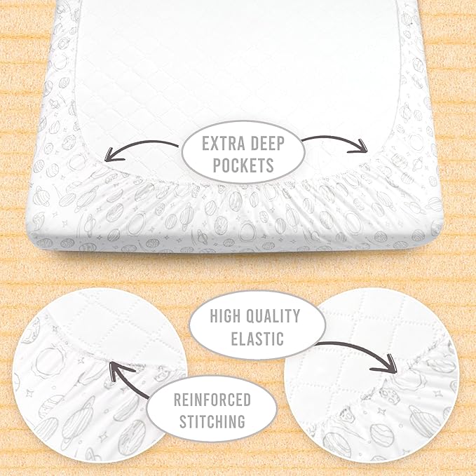 Bublo Baby 100% Organic Cotton 2 Pack and Play Sheets Fitted 38x24 – Soft Breathable Mini Crib Mattress Sheets for Baby, Portable Crib Sheets for Playpen or Travel Crib