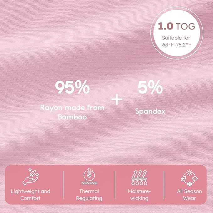Yoofoss Rayon Made from Bamboo Baby Sleep Sack 18-24 Months 1.0 Tog Baby Wearable Blanket, Super Soft Infant Toddler Sleeping Sack 2-Way Zipper