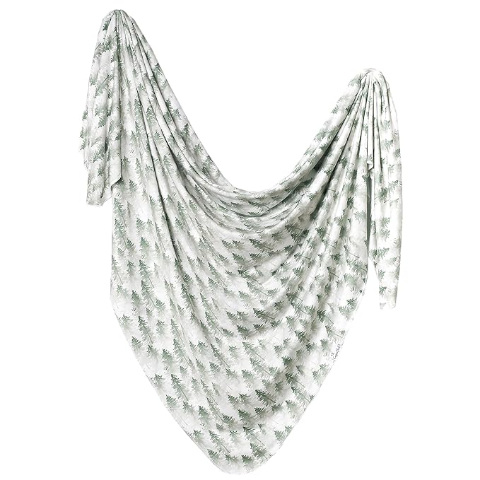Copper Pearl Large Premium Knit Baby Swaddle Receiving Blanket Evergreen