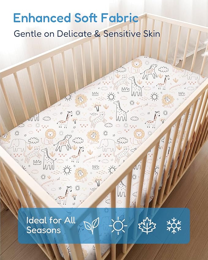 Baby Crib Sheets Boy Girl for Standard Crib Mattress - Orange Cloud and Rainbow Design Crib Sheet, Ultra Soft, Durable, Comfortable Fitted Crib Sheet, 28''x52''x9'' Deep Pocket