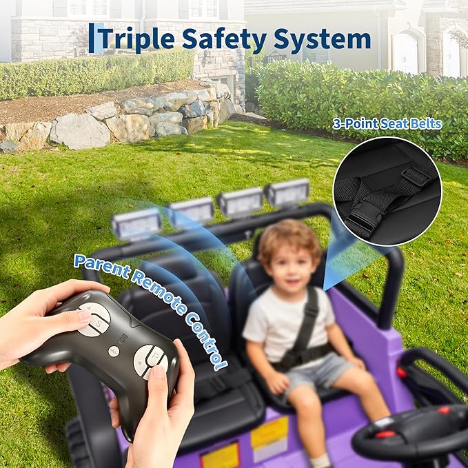 24V 2 Seater Kids Electric Truck with Parent Remote Control, 4WD Ride on Car for Toddlers & Kids 4-8, 100Min Battery, Dual Motor, All Terrain Electric Vehicle Gift for Boys Girls