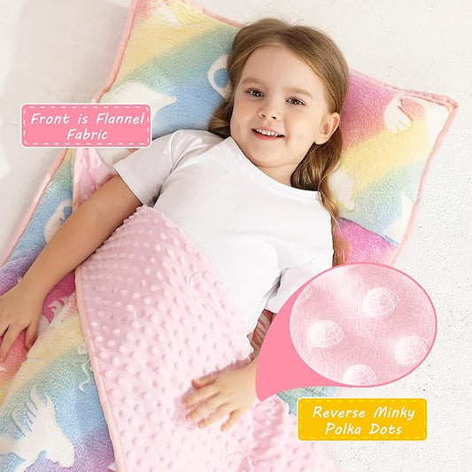 Toddler Nap Mat with Pillow and Blanket, Extra Large Rolled Napping Mats,Slumber Bags for Boys Girls,Kids Sleeping Bag for Daycare, Preschool Travel Camping
