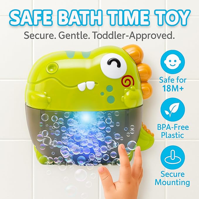 Bath Bubble Machine - Bathtub Bubble Machine, Light Up Bath Toys - Bubbles Bath Maker with Lights & Music - Baby Bath Bubbles Maker for Bathtub - Strong Suction BPA Free