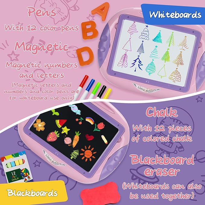 Gift for 1-2 Year Old Girls, Toddler Girl Toys with Magnetic Letters and Numbers, Learning and Educational Toys for 1 2 Year Old, Girls Birthday (Unicorn Pink)