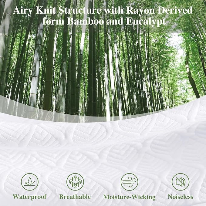 Twin XL Mattress Protector 2 Pack, Waterproof Mattress Pad Washable Rayon Mattress Cover Breathable Noiseless Bed Protector 3D Patterns 5" - 21'' Elastic Fitted Deep Pocket(White)