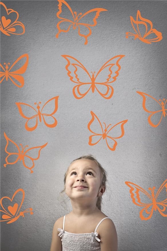 The Decal Guru Butterfly Wall Art Vinyl Stickers DIY Nursery or Girls Room Decor Peel and Stick Butterflies Decals (Persimmon, 24x25 inches)