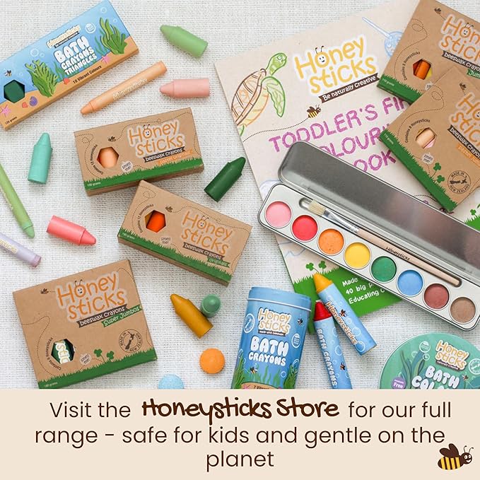 Honeysticks 100% Pure Beeswax Crayons (12 Pack) - Pastel Colored - Non Toxic Crayons for Toddlers 1-3, Safe for Baby from 1 Year Old Plus, Handmade with Natural Beeswax and Food-Grade Colors, Eco