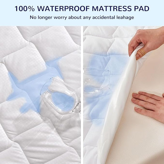 SLEEP ZONE Waterproof Crib Mattress Protector 1 Pack, Elastic Fitted Twin Mattress Pad Ultra Soft and Breathable, Machine Washable Mattress Cover for Standard Baby Crib Size 52''x28'', Pure White