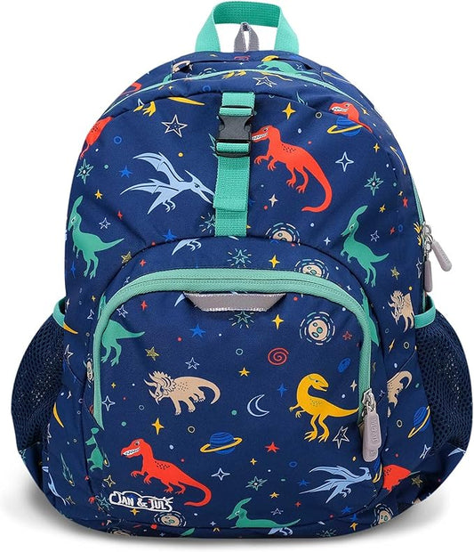 JAN & JUL Boys' Water Resistant Backpack for School, Lightweight Schoolbag for Kids (Space Dinos, One Size)