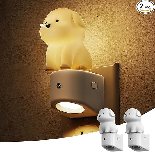 L LOHAS LED Night Light for Kids, 3D Dog Night Light Plug in, Dusk to Dawn Nursery Night Lights, RGB+Soft White 3000K, 3 Lighting Modes, Room Decor, Children