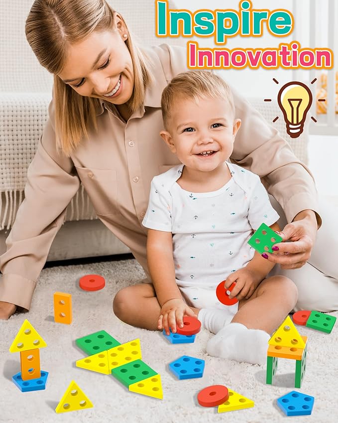 Montessori Toys for 1 2 3 Year Old Boys Girls Gifts, Wooden Shape Sorter Toys for Ages 2-4, Toddler Learning Toy Puzzles Birthday Gift Ages 1-3