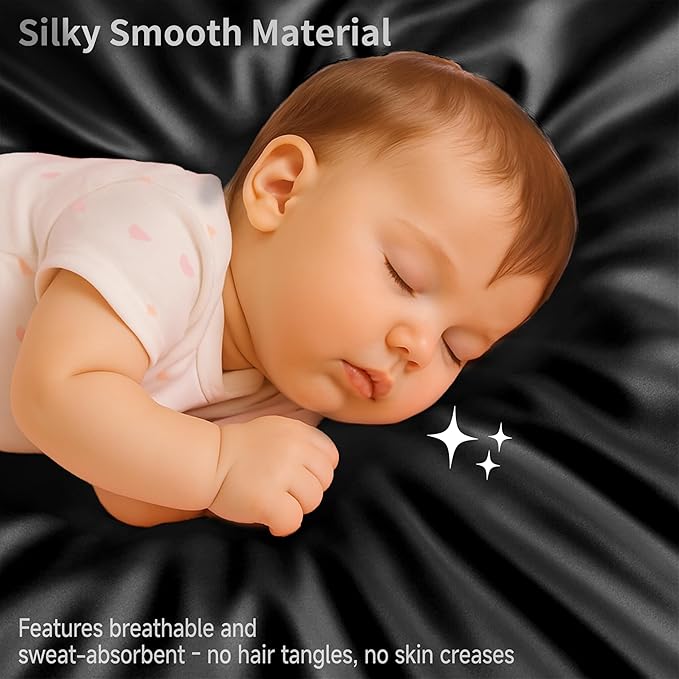 Satin Bassinet Sheet, Great for Baby Hair, Soft Silk Feeling Sheet for Rectangle Cradle Bassinet Mattress Pad, for Boys Gift Newborn and Infant(Black)