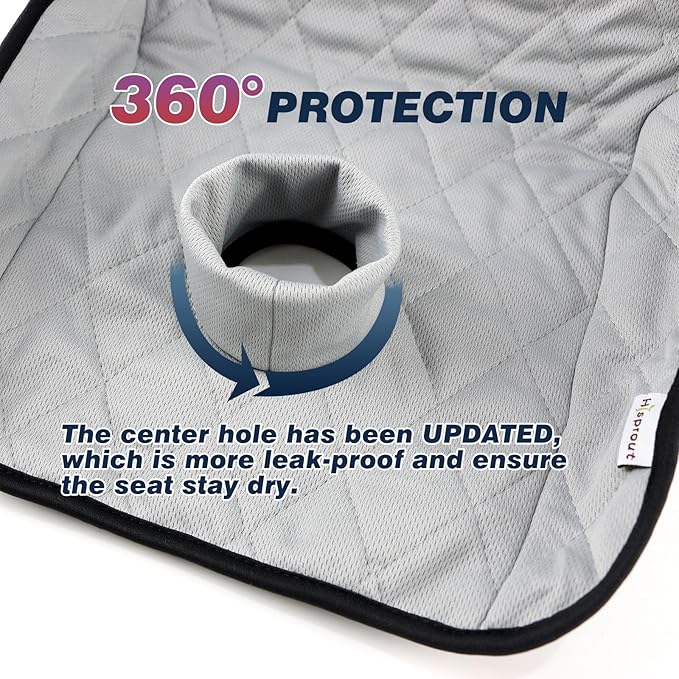 Piddle Pads, Multi-use and Leak Free Lines for Baby Stroller, High Chair & Car Seat, Waterproof Toilet Training Seat Covers for Toddles, Ultra Dry Car Seat Pad (Gray 2.0, 1 Pack)
